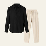Elegantes Herren Hemd-Hosen Set – Schwarz