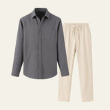 Elegantes Herren Hemd-Hosen Set – Grau