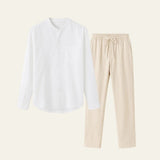 Elegantes Herren Hemd-Hosen Set – Weiß