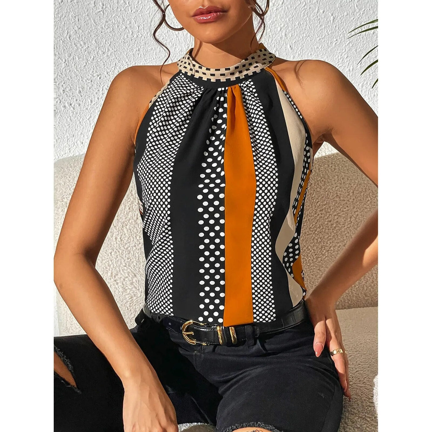 Neckholder Top Mit Punkten Für Damen | Lässig