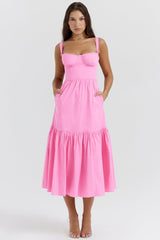 Elia | Damen Midi Kleid – Zartes Feminines Kleid für Sommer & Alltag 2026 – Rosa