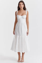 Elia | Damen Midi Kleid – Zartes Feminines Kleid für Sommer & Alltag 2026 – Weiß