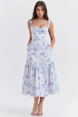 Elia | Damen Midi Kleid – Zartes Feminines Kleid für Sommer & Alltag 2026 – Blau