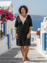 Elira | Damen Knielanges Kleid Dreiviertelarm – Elegantes Business Kleid Büro 2026 – Schwarz