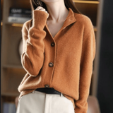 Elisa | Damen Strickjacke Locker mit Knöpfen – Orange