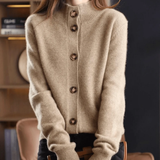 Elisa | Damen Strickjacke Locker mit Knöpfen – Khaki