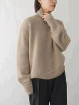 Elspeth | Damen Rollkragen Pullover Oversize – Khaki