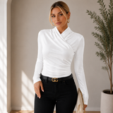 Emma | Damen Langarm Pullover mit V-Ausschnitt – Weiß