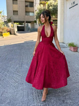 Esmeralda | Damen Elegantes Midikleid – Feminines Kleid Hochzeit & Party 2026 – Rot