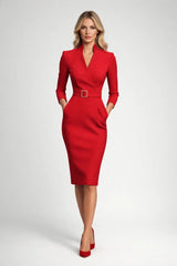 Etuikleid Damen Midi Elegant – Rot