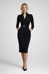 Etuikleid Damen Midi Elegant – Schwarz