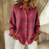 Damen Locker Geschnittener Knopfstrick Cardigan - Stilvolles Karo Design – Rosa