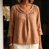 Brionelle - Bluse aus Leinen mit weichem Griff – Hellbraun