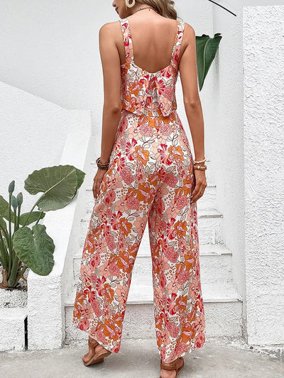 Kalentha® | Zweiteiliger Jumpsuit mit floralem Muster