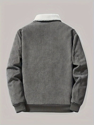 Retro Lange Ärmel Warme Jacke mit Etikettenpatch für Herren | Ideal für den Winter