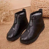 Eleanor | Warme Gefütterte Leder-Stiefeletten mit Rutschfester Sohle – Schwarz