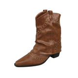 Valentina | Markante Western-Stiefel Mit Nieten Für Damen – Dunkelbraun