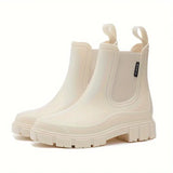 Maria | Damen Wasserdichte Slip-On Chelsea Stiefel – Beige