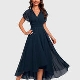 Christin | Damen V-Ausschnitt A-Linien Kleid – V-Neck A-Linie Kleid Elegant 2026 – Blau