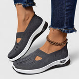 Regine | Damen Slip-On Atmungsaktive Mesh-Walking-Sneaker – Grau