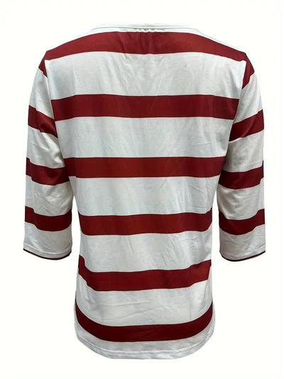 Dakota - Lässiges T Hemd Mit V Ausschnitt Und Streifenprint