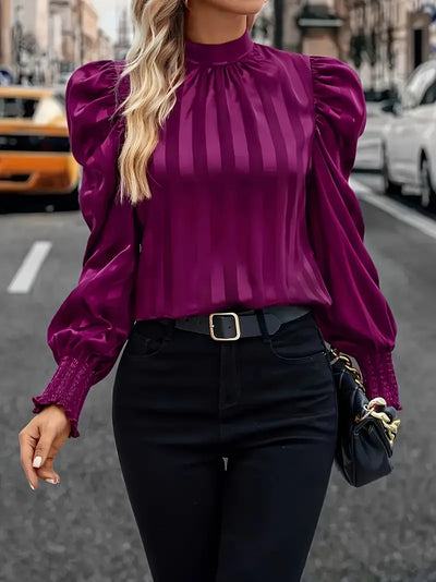 Browsmith® | Bluse mit Stehkragen und Puffärmeln