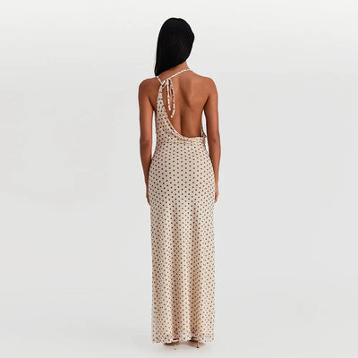 Ivy - Bedrucktes langes Kleid mit Spaghetti-Trägern