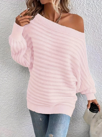 Lässiger Schulterfreier Strickpullover mit Bequemem Design für Damen | Ideal für den Winter