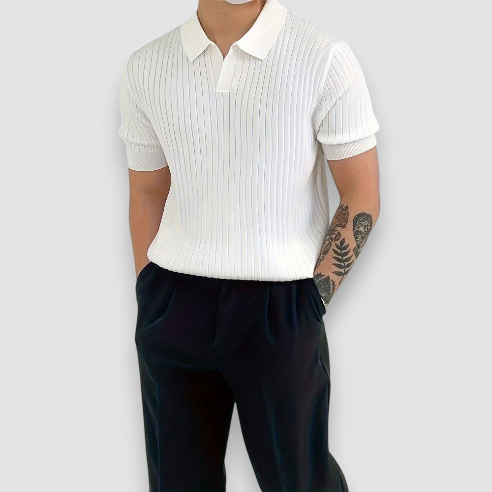 Vallo | Ribbed Short Sleeve Polo Shirt