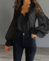 Alena | Bluse Damen elegant mit hochwertigen Spitzendetails – Schwarz