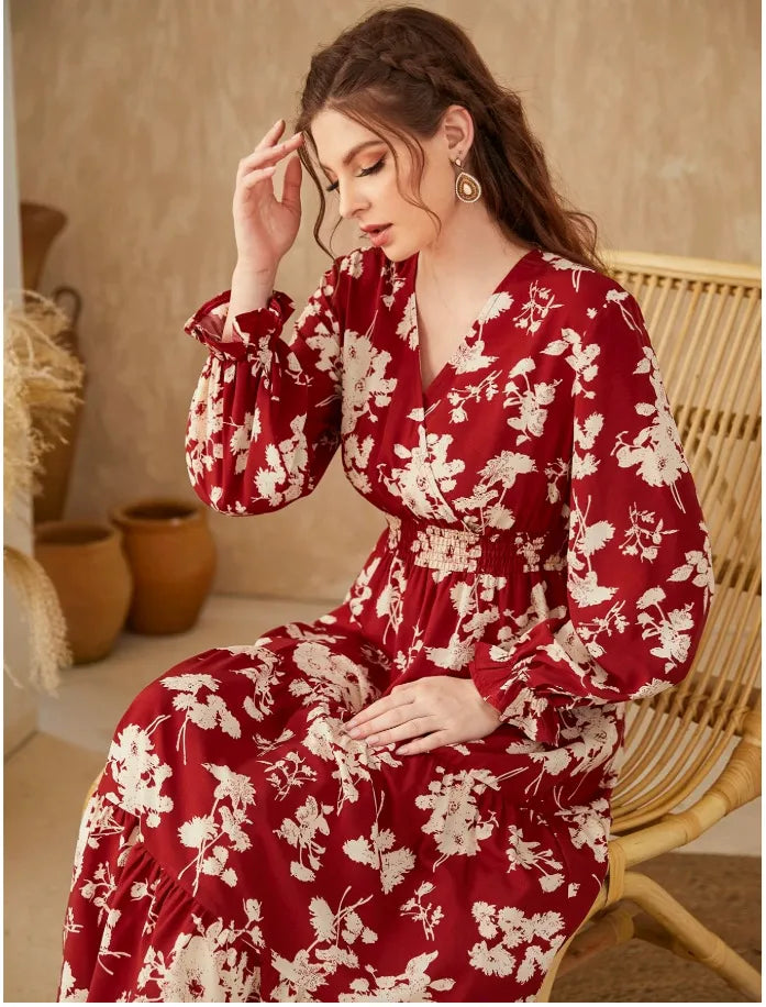 Naiara - Schmales langärmeliges Kleid mit V-Ausschnitt