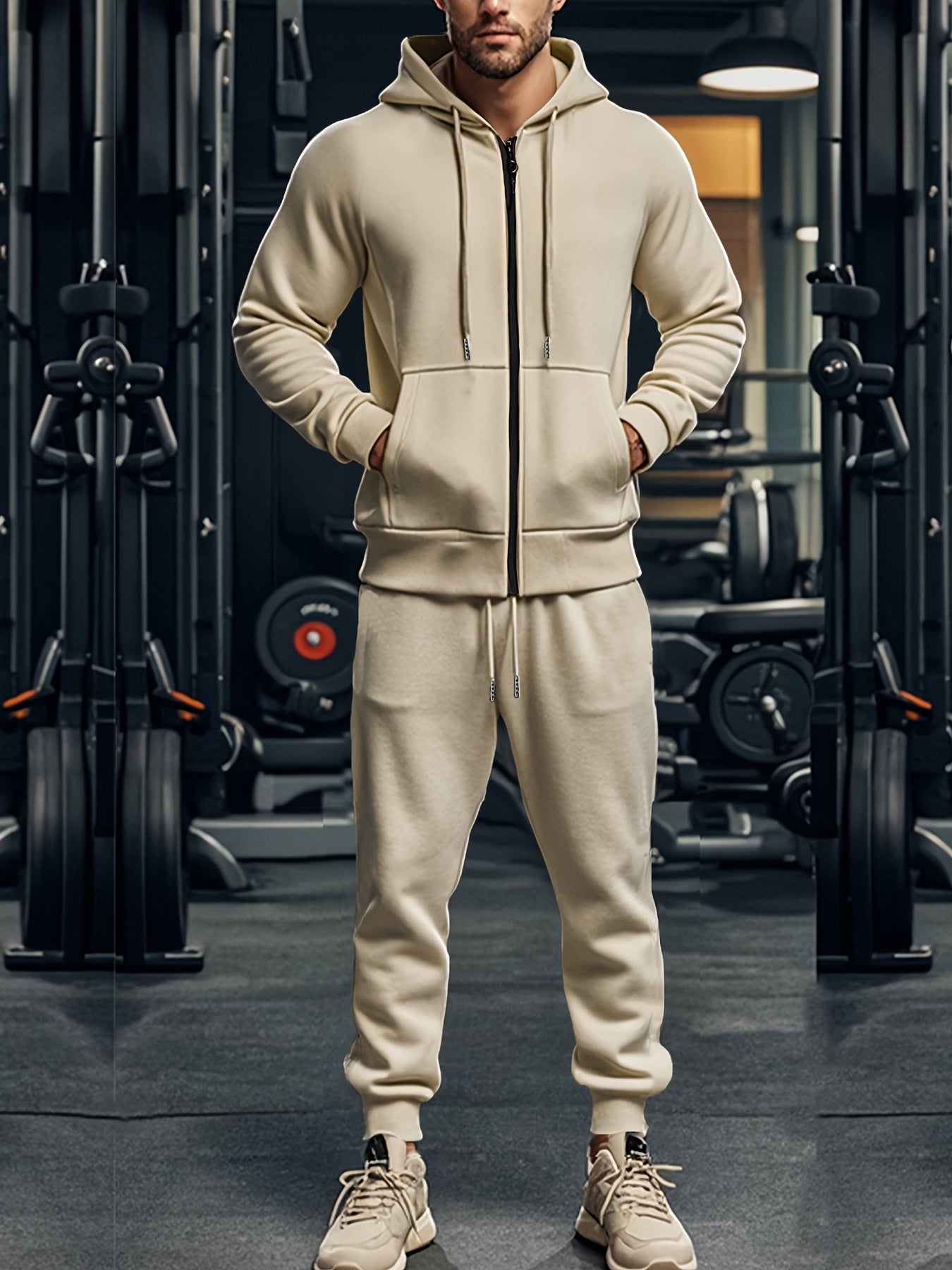 Herren Freizeit-Sportlicher Trainingsanzug mit Kapuzenpullover und Jogginghosen | Ideal für Active Wear