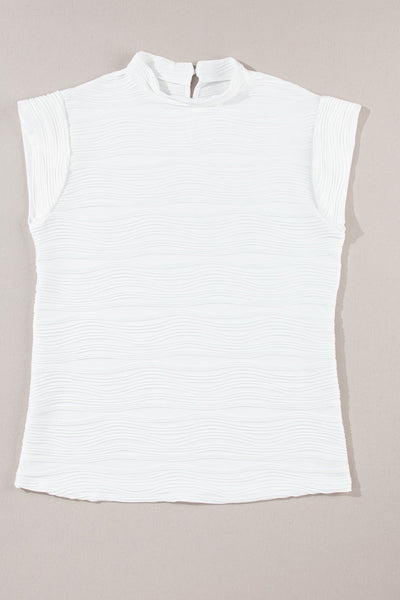 Ina® | Strukturiertes Top mit Stehkragen und kurzen Ärmeln für Damen