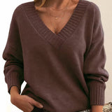 Rosie | Edler Damen V-Ausschnitt Strickpullover Mit Kaschmir-Mischung – Auburn