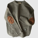 Lukas | Klassischer Herren Strickpullover Mit Ellbogen-Patches – Grau