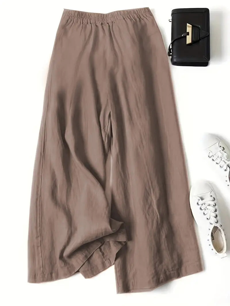 Anina - Weite Beine Leinen Hose