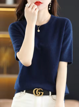 Heidi-Mode | Kurzärmliger Wollpullover – Marineblau
