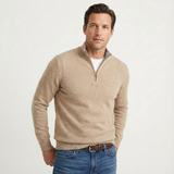Fabian | Herren Quarter-Zip Pullover Stehkragen – Beige