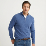 Fabian | Herren Quarter-Zip Pullover Stehkragen – Blau