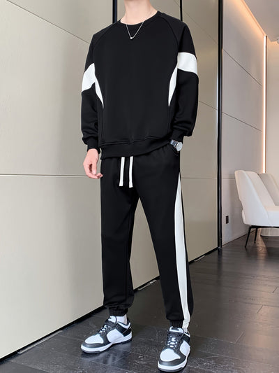 Lässiger Leichter Bequemer Baumwolle Trainingsanzug mit Jacke und Kordelzughose für Herren | Perfekt für Outdoor-Aktivitäten