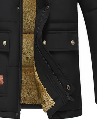 Lässige Kapuzen-Polyester-Winterjacke für Herren | Ideal für den Winter