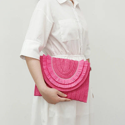 Helviora® | Geflochtene Clutch mit Fransenklappe