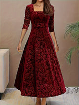 Marlene | Samtkleid Damen elegant & stylisch für Urlaub – Rot