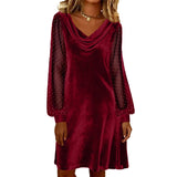 Verelia - Samt-Minikleid mit Wasserfallausschnitt – Burgundy