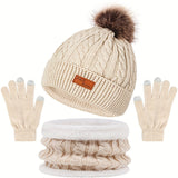Winterset Mütze und Handschuhe für Damen – Beige