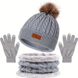 Winterset Mütze und Handschuhe für Damen – Grau