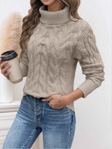 Damen Pullover mit Rollkragen und langen Ärmeln – Hellgrau