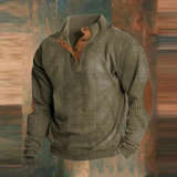 Felix | Herren Retro Pullover mit Knöpfen – Grün