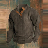 Felix | Herren Retro Pullover mit Knöpfen – Braun