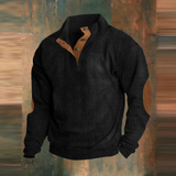 Felix | Herren Retro Pullover mit Knöpfen – Schwarz